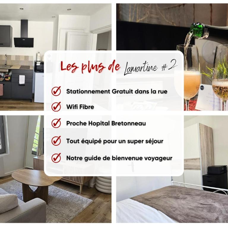 Lamartine2 Charmant T2 Entre CHU Bretonneau et Centre Ville - Apartment mit 1 Schlafzimmer - 3