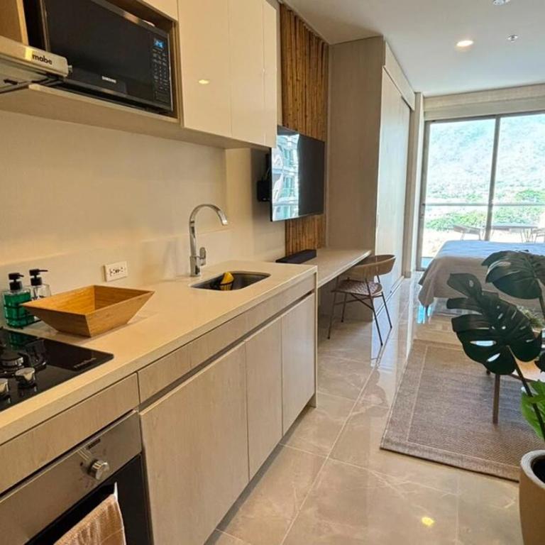 Moderno Apto PetFriendly Vista al Mar y La Montaña Apto 623 Bello Horizonte 1 - Apartamento de 1 dormitorio - 2