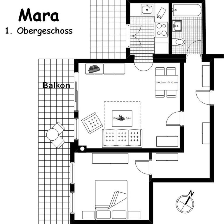 Haus Sonnenwinkel 2-Raum-Wohnung Mara - Apartment mit Balkon - 10