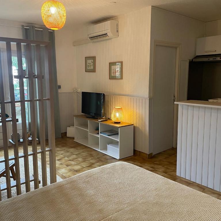 Grand studio proche mer dans résidence calme avec piscine - One-Bedroom Apartment with Terrace - 6