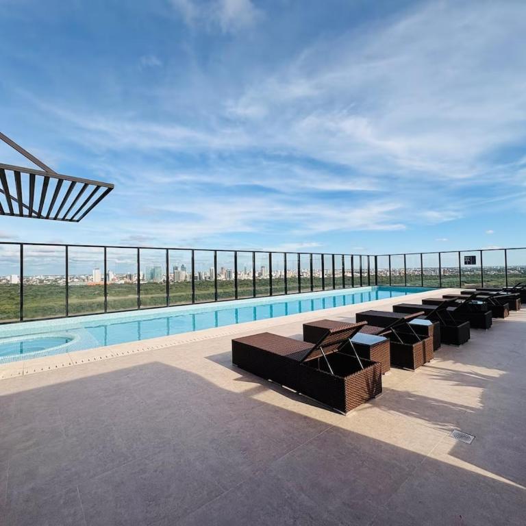 Lujo y confort en Urubó sala de cine, piscina y sauna - One-Bedroom Apartment - 27
