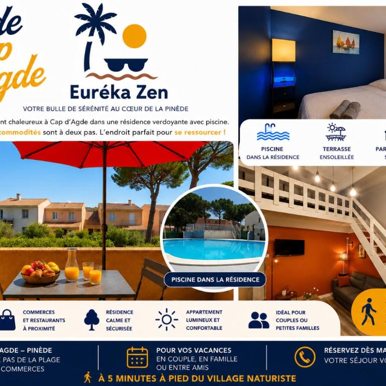 Résidence Eureka-clim-parking-Wifi-piscine-Proche village natu - Appartement 2 Chambres - 1