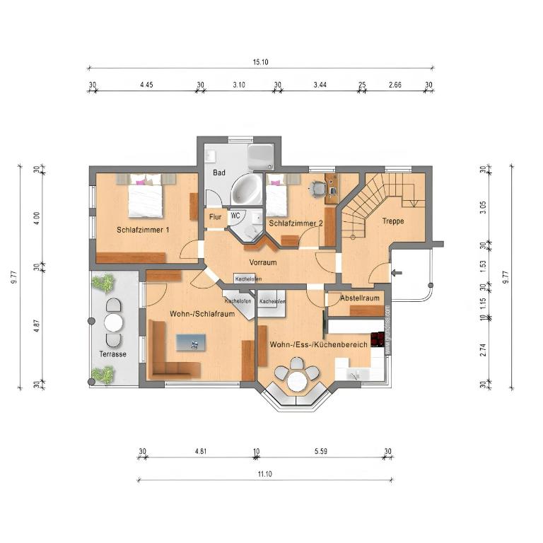 Ferienhaus Kahr - Deluxe-Apartment mit 2 Schlafzimmern und Gartenblick - 32