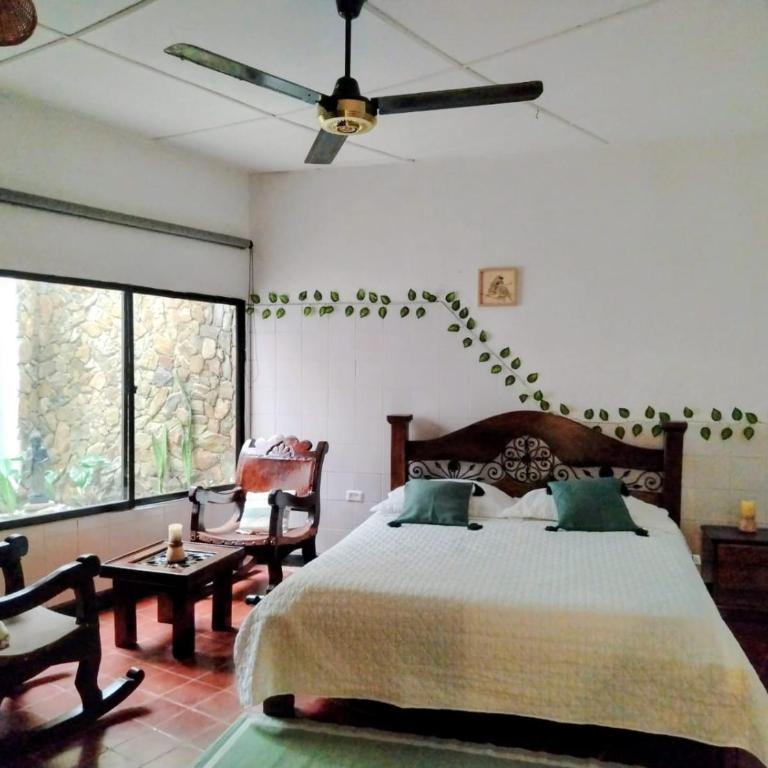 Templo Verde Eco hostal - Habitación con cama extragrande y vistas al jardín - 2
