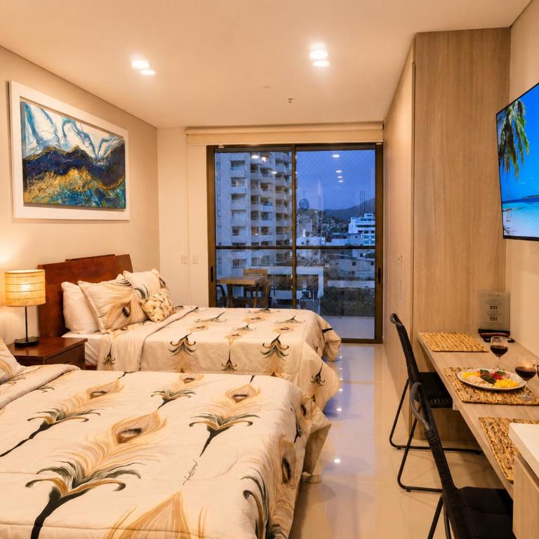 Modern studio with balcony, pool & coworking space - Apartamento de 1 dormitorio - 25