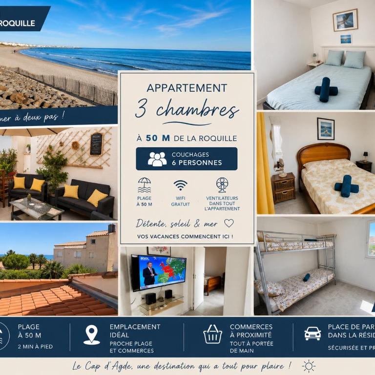 Grand appartement avec terrasse à 50m de la plage - Three-Bedroom Apartment - 1