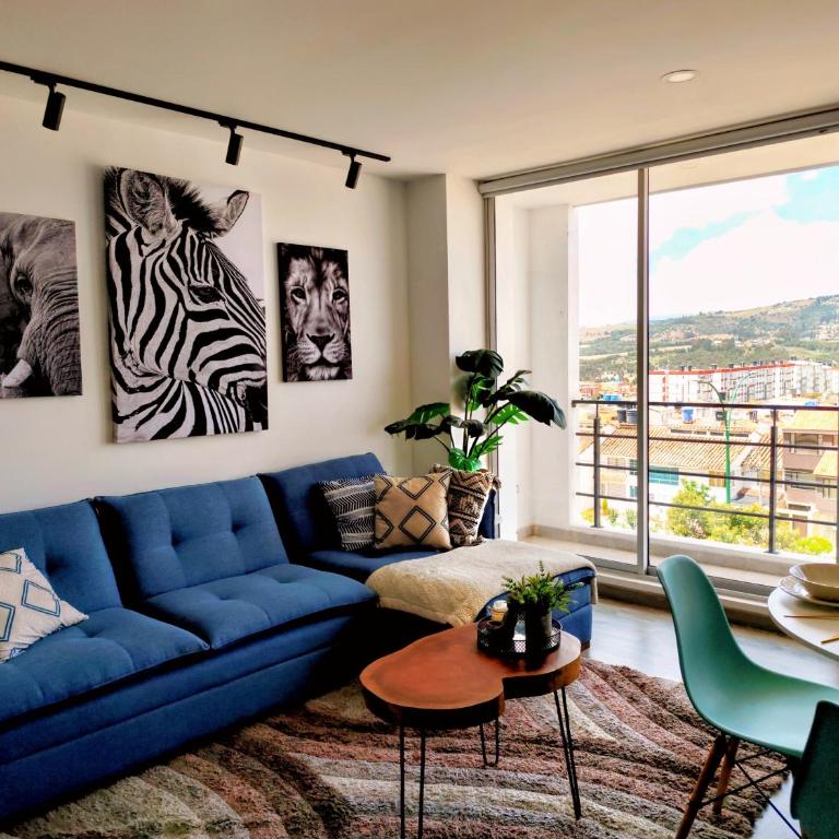 Apartamento Blue con chimenea al norte de Tunja y parqueadero gratis - Apartamento de 2 dormitorios - 15