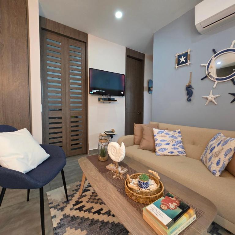 Cartagena Centro de Convenciones Hotel de las Americas con salida a playa 2BR Wifi - Two-Bedroom Apartment with Garden View - 5