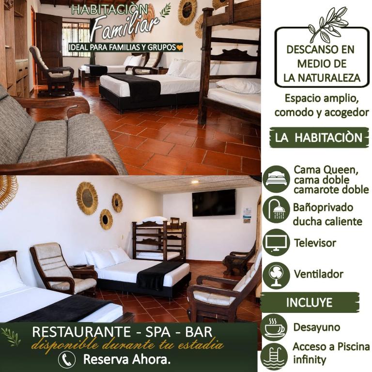 Hotel Campestre Palmas del Zamorano - Habitación Familiar con baño - 1