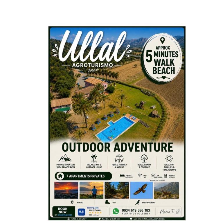 ULLAL - Rural Charm-AGRITOURISM approx 65000 meters PLUS PRIVATE MOUNTAIN villa and Outdoor Adventure Agritourism Apartment EQUIPATED - Private Mountain Path approximately 5 minutes walking from the beach -Ideal for relaxation - Two-Bedroom Apartment with Open Ceiling - 5