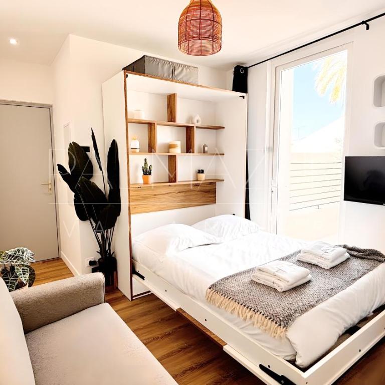 Proche gare, 5 min Plage du Midi, Studio, Terrasse - Palmazur Vacances - Studio avec Balcon - 9
