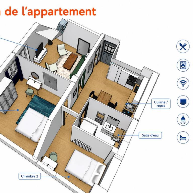 Elégant 3 pièces - Parking - Appartement 2 Chambres - 18