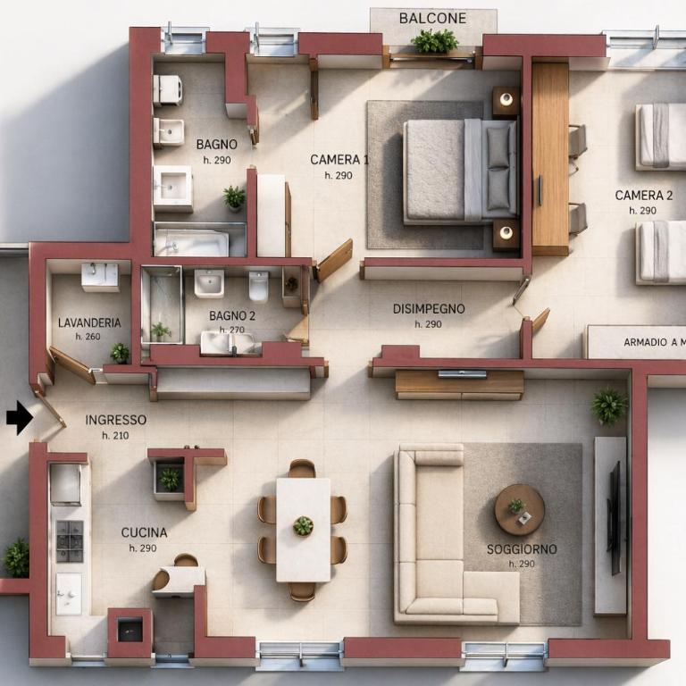 Cerano8 Design Apartment - Fashion District - Appartamento Deluxe con 2 Camere da Letto e Balcone - 1
