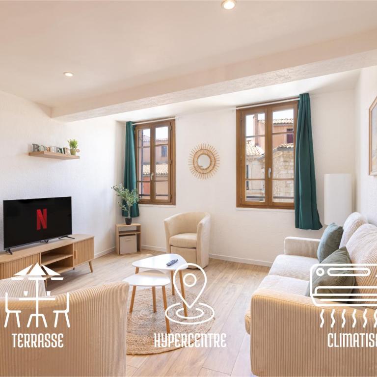 Suite de L'Olivier T3 Climatisé Terrasse Hypercentre - Apartment mit 2 Schlafzimmern - 1
