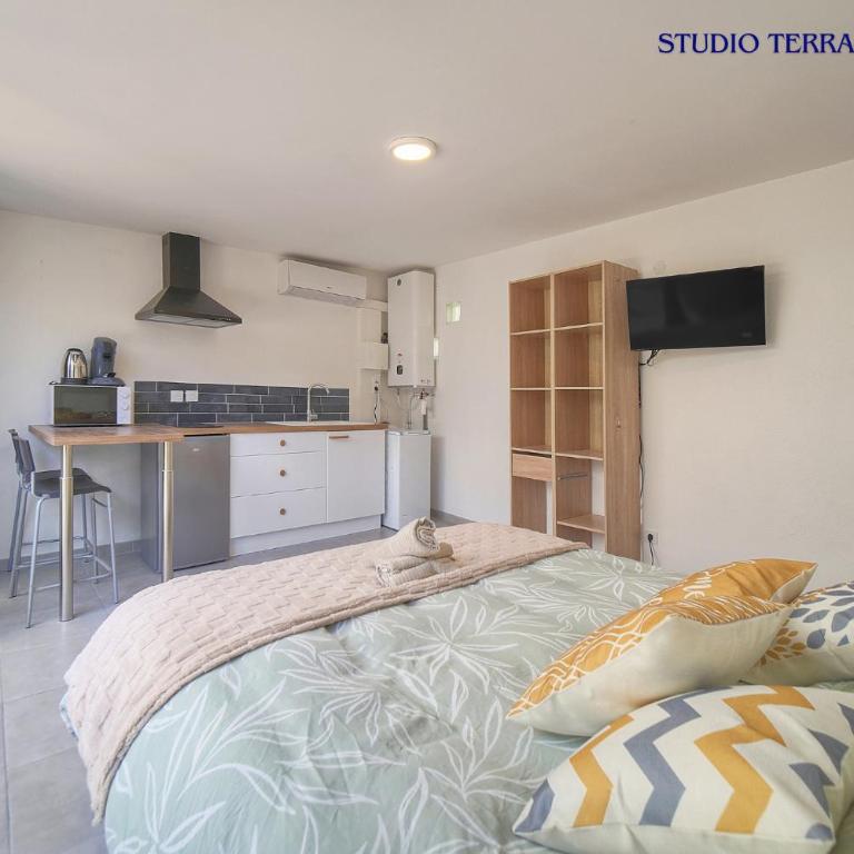 Maison VCA - 4 appartements - Wifi Clim - 15 min mer - Studio with Terrace : Manou - 22