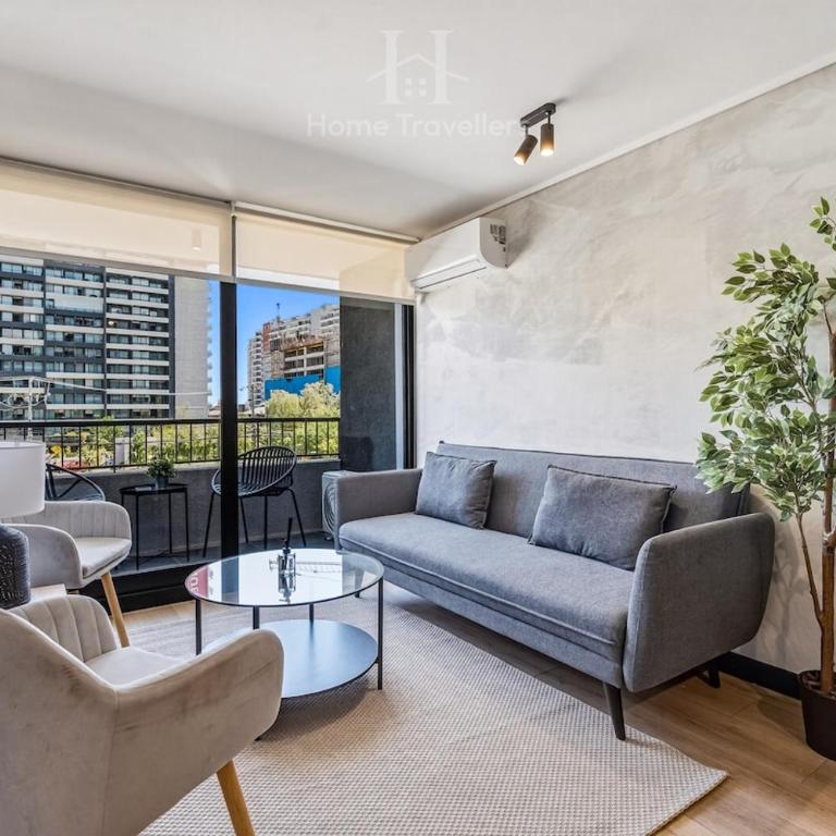 HT Modern apartment with a view in Ñuñoa with AC - One-Bedroom Apartment - 3