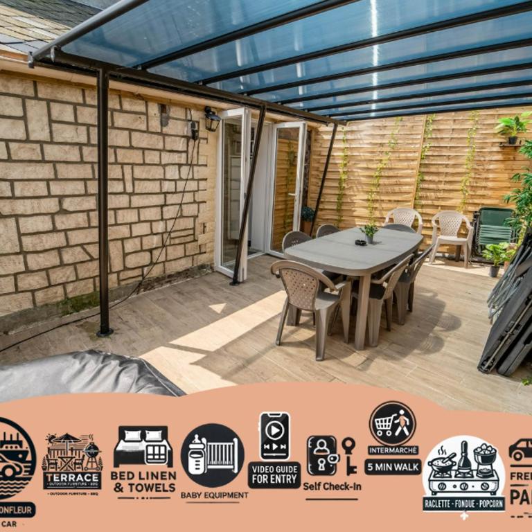 Le Spacieux Appartement Jacuzzi & Terrasse Parking Honfleur 10min plage - Haus mit 2 Schlafzimmern - 4