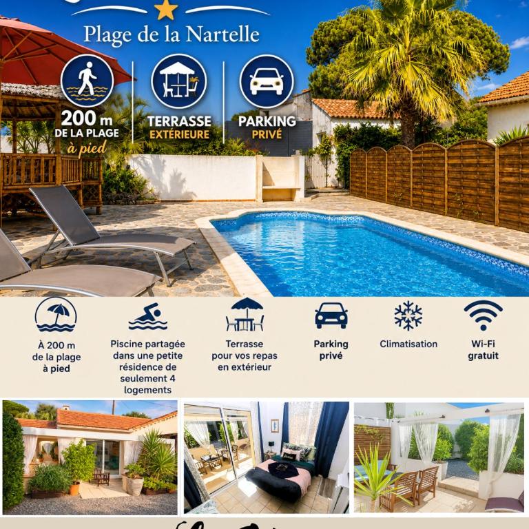 Studio 20m2- Plage de la Nartelle 200M - double Terrasse - Piscine au sel - Parking - BBQ - check-in de 15h à 20h maximum- Rêve D'Azur Sainte Maxime - Doppelzimmer mit Parkblick - 1