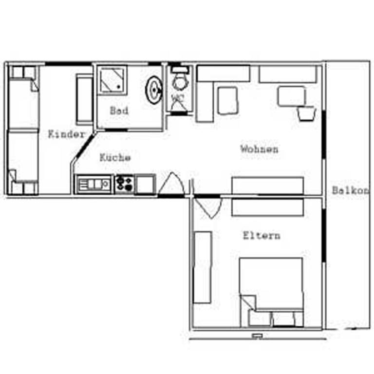 Seepension Smoley - Apartment mit 2 Schlafzimmern und Balkon - 1