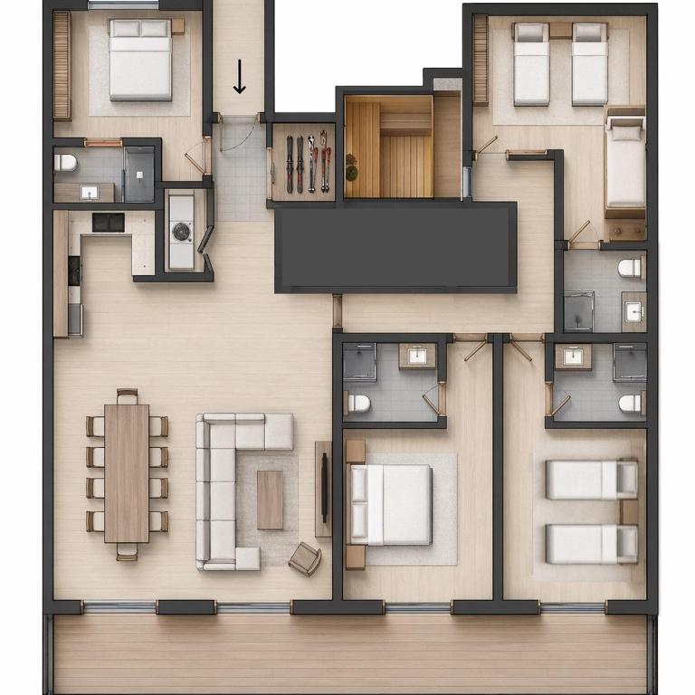 Catered chalet ideal location centre of Alpe d'Huez - 4 en-suite bedrooms - sauna - private home cinema - 10 people - Appartement - 3