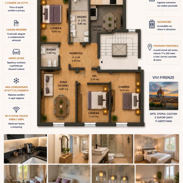Palazzo Bruciato Residence 6 Guests 3BR 2 Bath AC WiFi - Appartamento con 3 Camere da Letto - 46