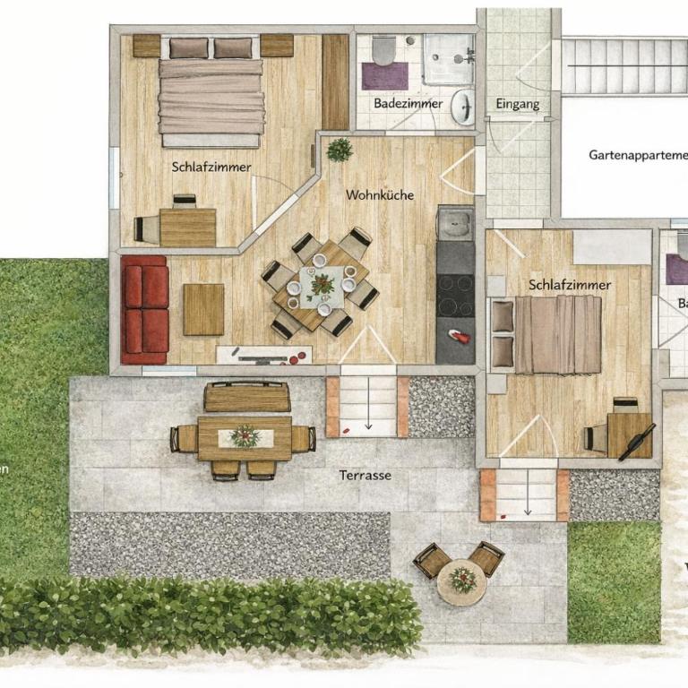 Haus Schönblick - Apartment mit 2 Schlafzimmern und Gartenblick - 13