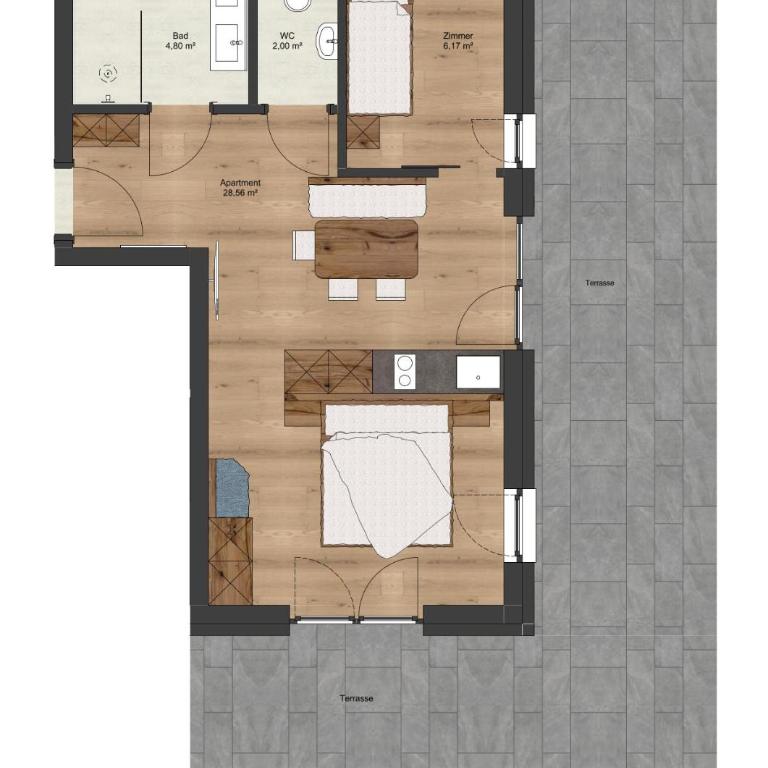 Grünwaldhof - Apartment mit 2 Schlafzimmern und Terrasse - 2