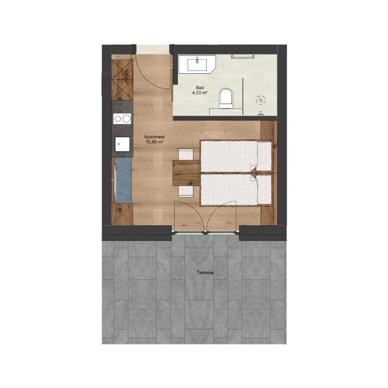 Grünwaldhof - Apartment mit 1 Schlafzimmer und Terrasse - 2