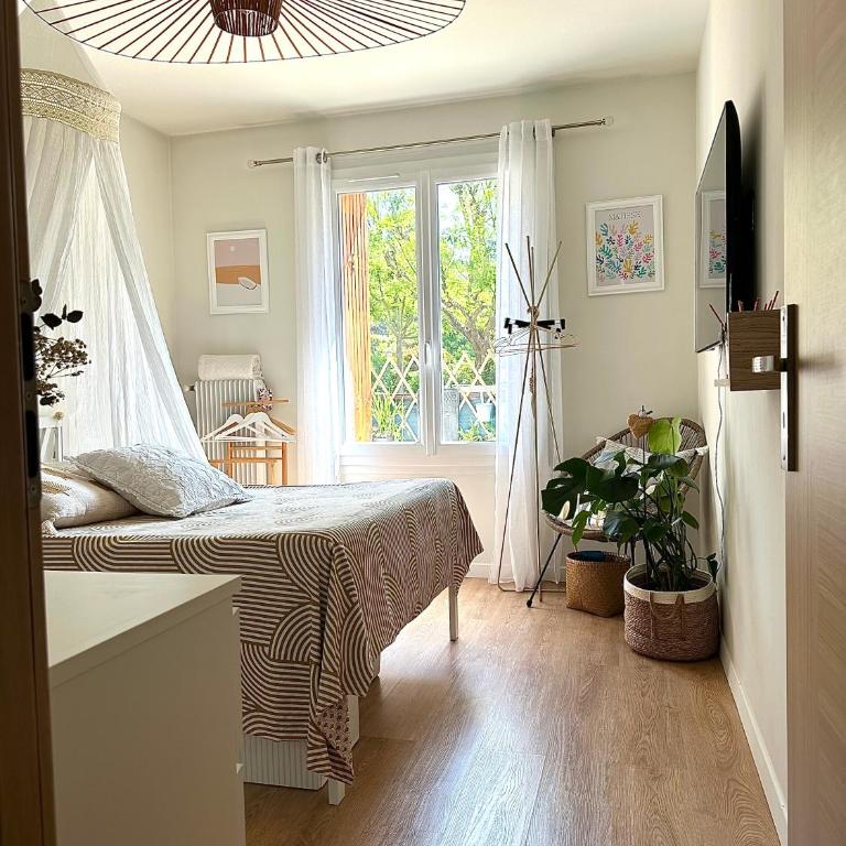 Superbe Chambre Privée Centre-ville Parking Clim Grand appartement Calme Luxe - Chambre Double - 1