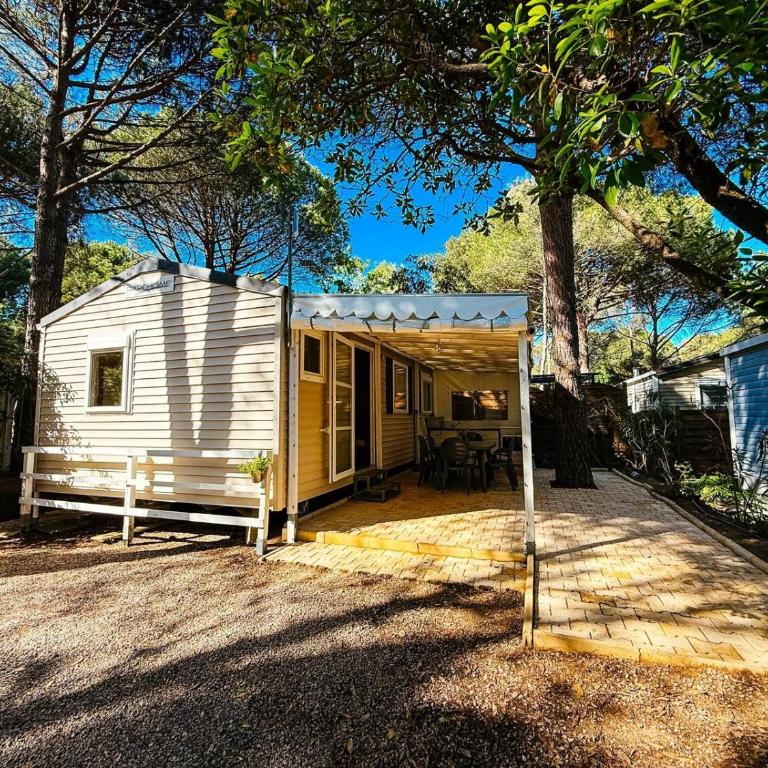 Chalets with kitchen outside at Camping Leï Suves - JoyCasa - Chalet 2 Chambres - 6