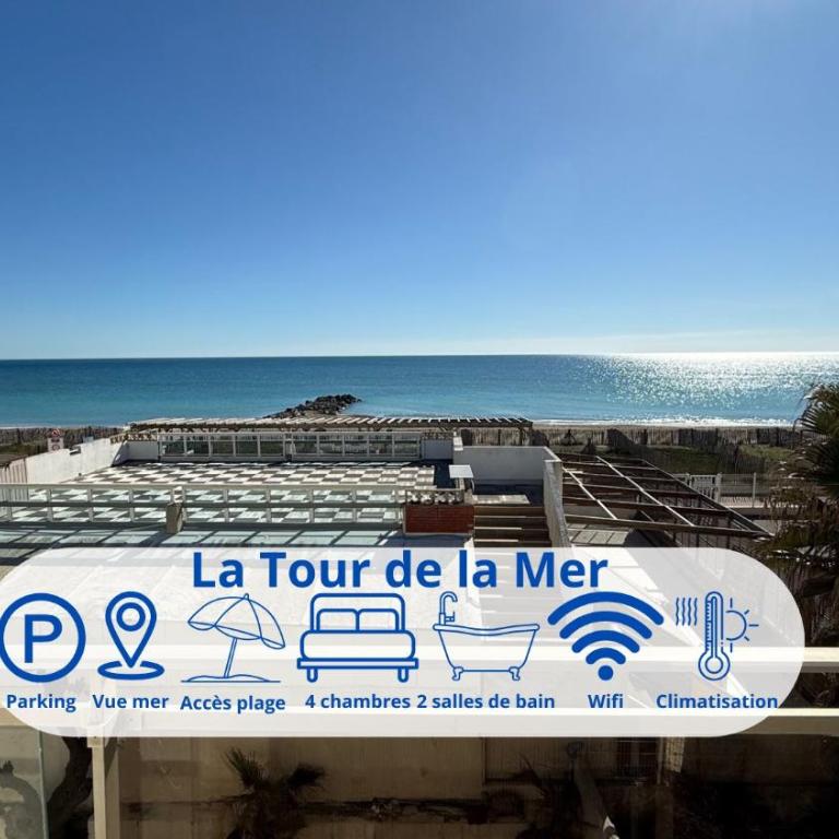 La Tour de la Mer - Vue Mer avec accès Plage direct - 150m2 - Clim - Parking privé - Appartement - 1