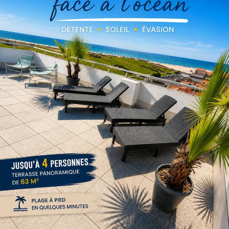 Une des plus belles vues de Biscarrosse Plage Terrasse panoramique de 63 m2 face ocean vue mer exceptionnelle plage a pied emplacement unique parking gratuit - Apartamento de 2 dormitorios - 4