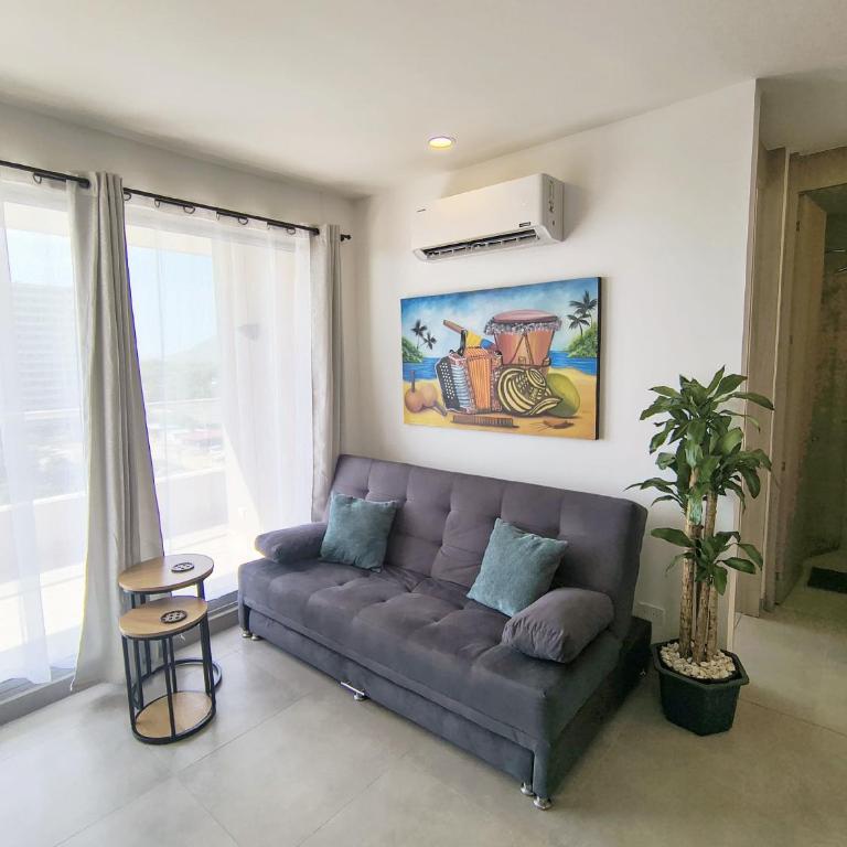 Tu apartamento de descanso cerca al mar - One-Bedroom Apartment with Balcony and Sea View - 16