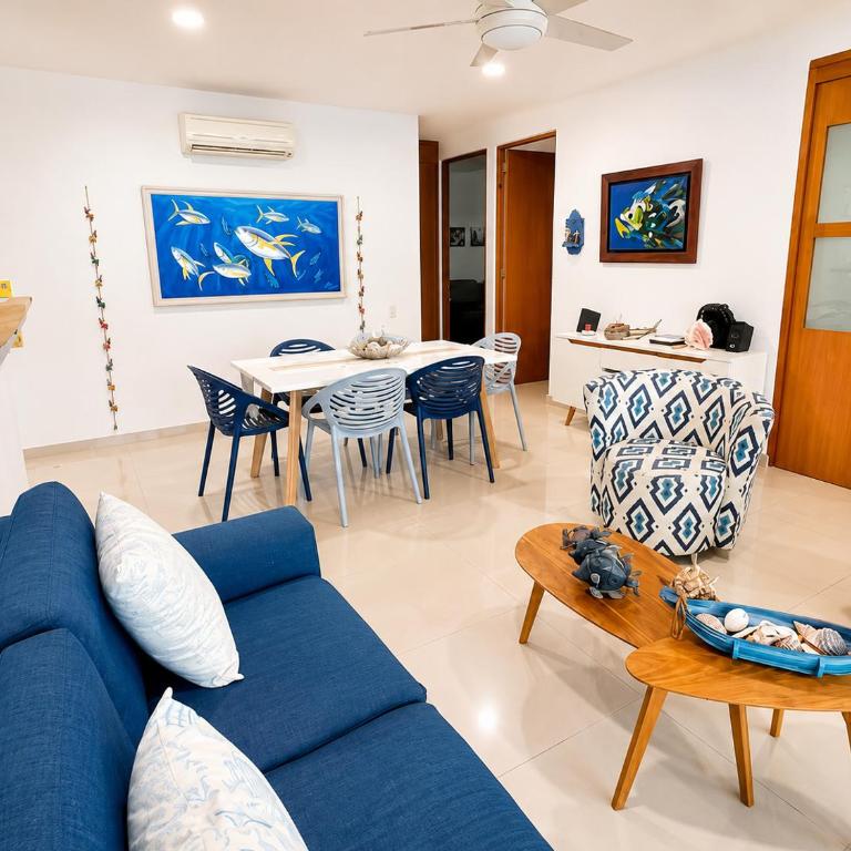 Apartamento en Cartagena con balcon con vista al mar y piscina - Three-Bedroom Apartment - 12