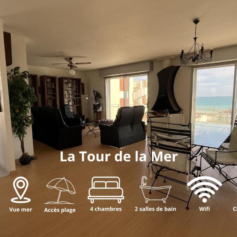 La Tour de la Mer - Vue Mer avec accès Plage direct - 150m2 - Clim - Parking privé - Appartement - 14