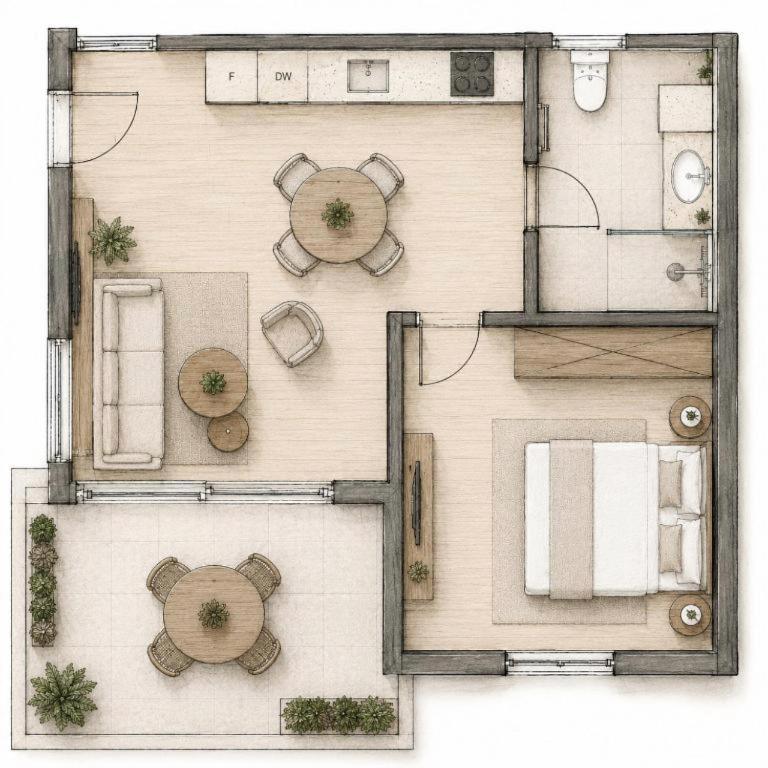 Voyka Apartments - Apartment mit 1 Schlafzimmer, Meerblick und Terrasse - 13