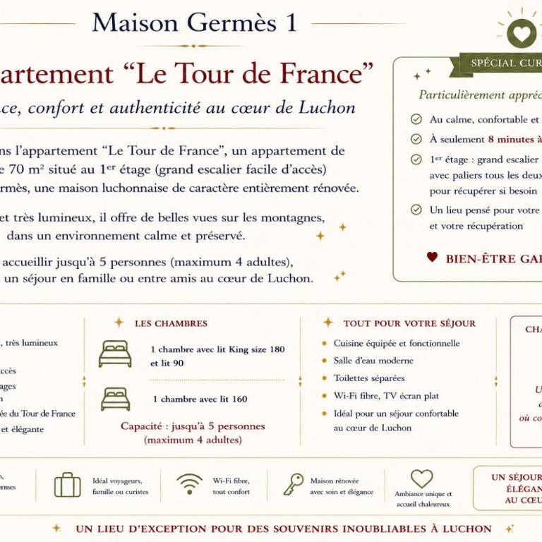 MAISON GERMÈS - CENTRAL & STANDING - Appartements traversants - Lits 180 King Size - Linge de lit et de toilette inclus - Parking privé - Espace Télétravail - Appartement 2 Chambres - 3
