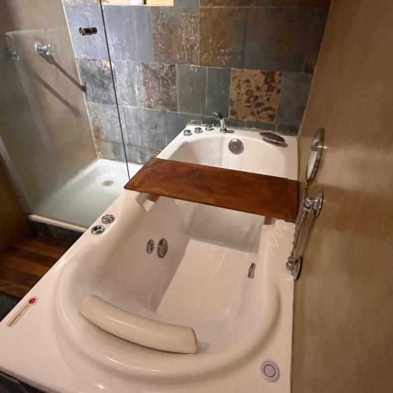 BERDINA habitación premium suite con patio de uvas,hidromasaje,kitchenette y cochera en un callejon privado del casco historico de Chacras de Coria - Suite con bañera de hidromasaje - Cama extragrande - 8