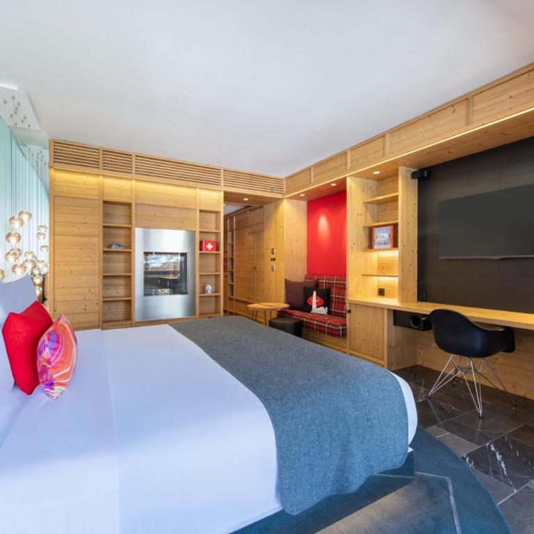 W Verbier - Chambre Confortable avec Lit King-Size, Balcon et Cheminée - Sans Vue - 2