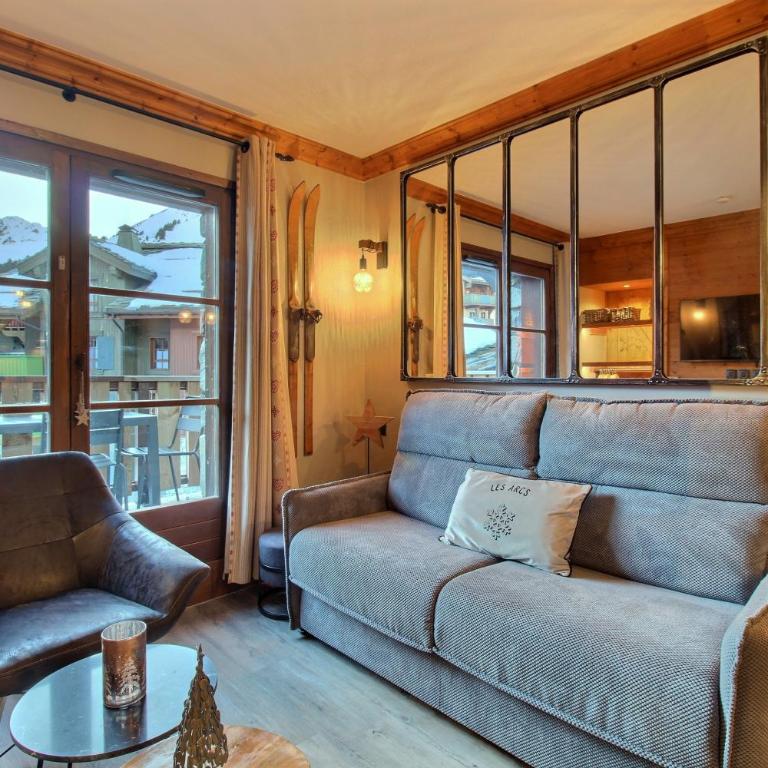 ARC 1950, Appartement 1 chambre avec Cheminée, 4 personnes, Vue Montagne, SAUNA, HAMMAM, JACUZZI, PISCINE EXTERIEURE CHAUFFEE - Apartment mit 1 Schlafzimmer, Balkon und Bergblick - 12