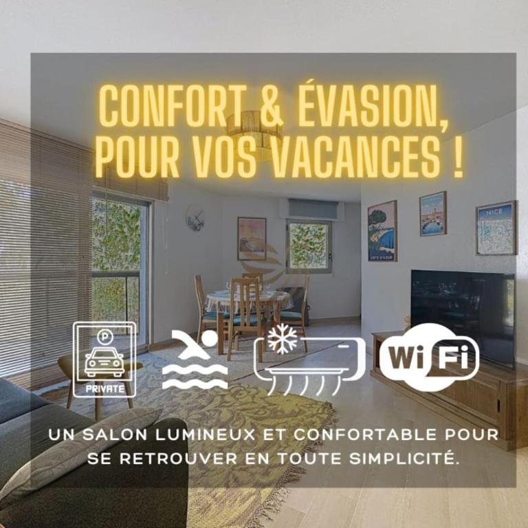 Édenia, AC,balcony swimming pool, Wi-Fi & parking - Apartment - 22