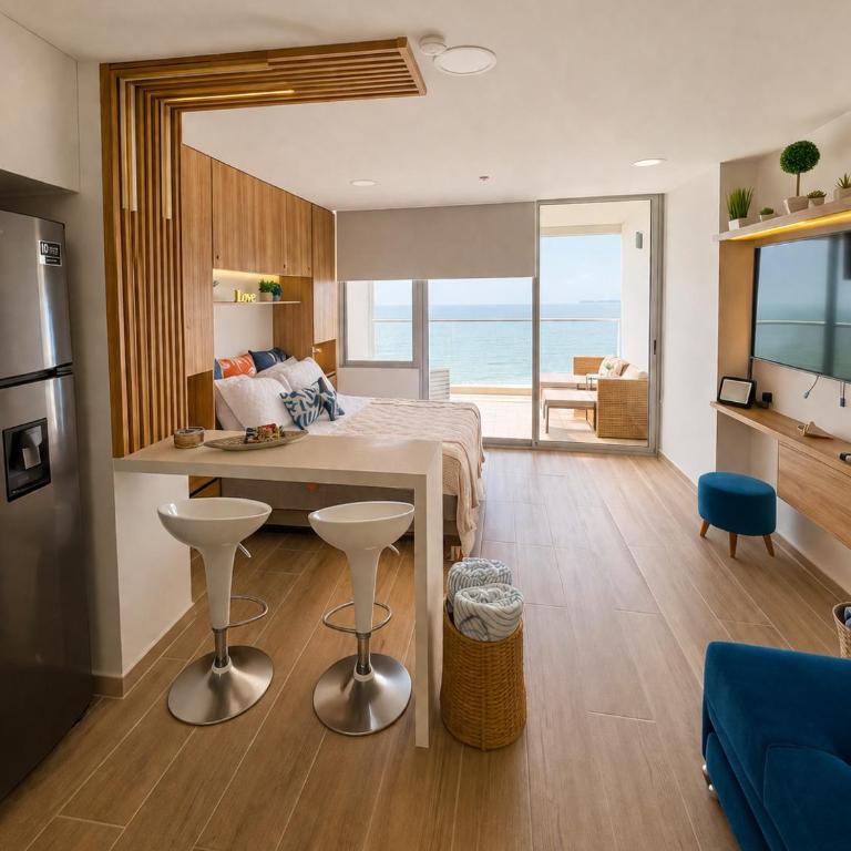 Sunset Frente al Mar -Piscina - Cerca Aeropuerto - One-Bedroom Apartment with Balcony and City View - 13