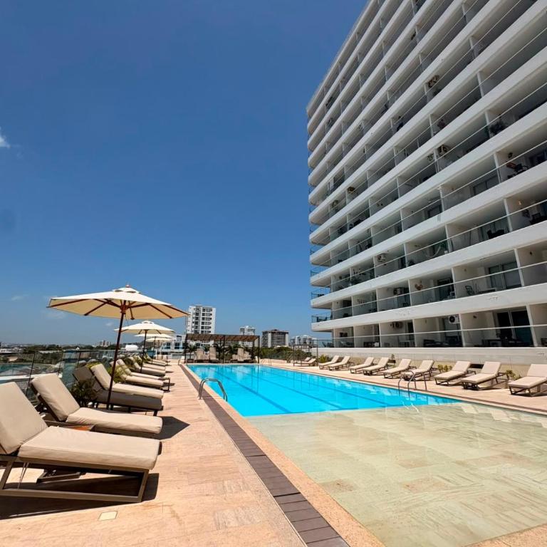 Sunset Frente al Mar -Piscina - Cerca Aeropuerto - One-Bedroom Apartment with Balcony and City View - 20