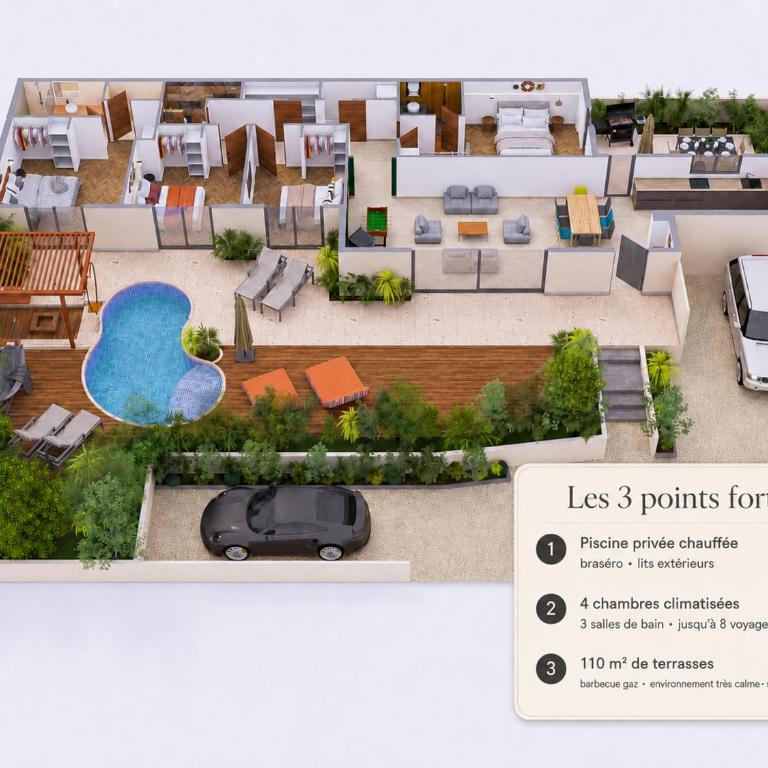 -Oasis&Nirvana-Lisle sur Sorgue-Piscine 4 chambres climatisées babyfoot barbecue brasero - Villa Supérieure - 4