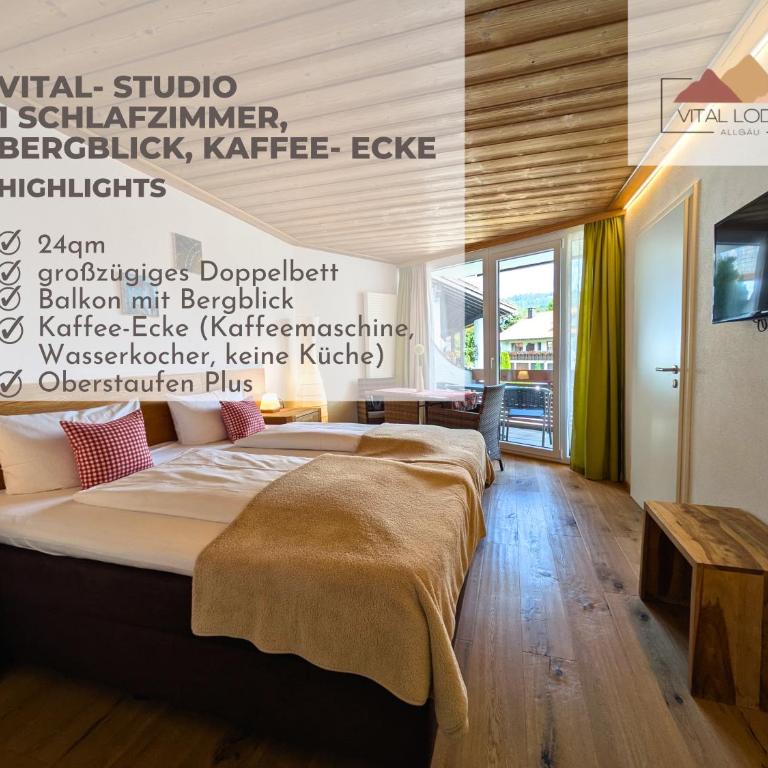 Vital Lodge Allgäu mit Schwimmbad, Sauna & Oberstaufen PLUS - Deluxe Doppelzimmer mit Balkon - 9