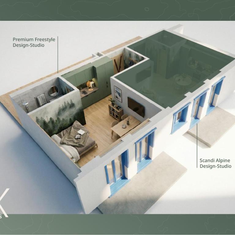 Freestyle Alpine Design-Studios - Pool, Parking & Balcony in Center Laax by BlueHills Vacations - Studio-Apartment mit Balkon - 14