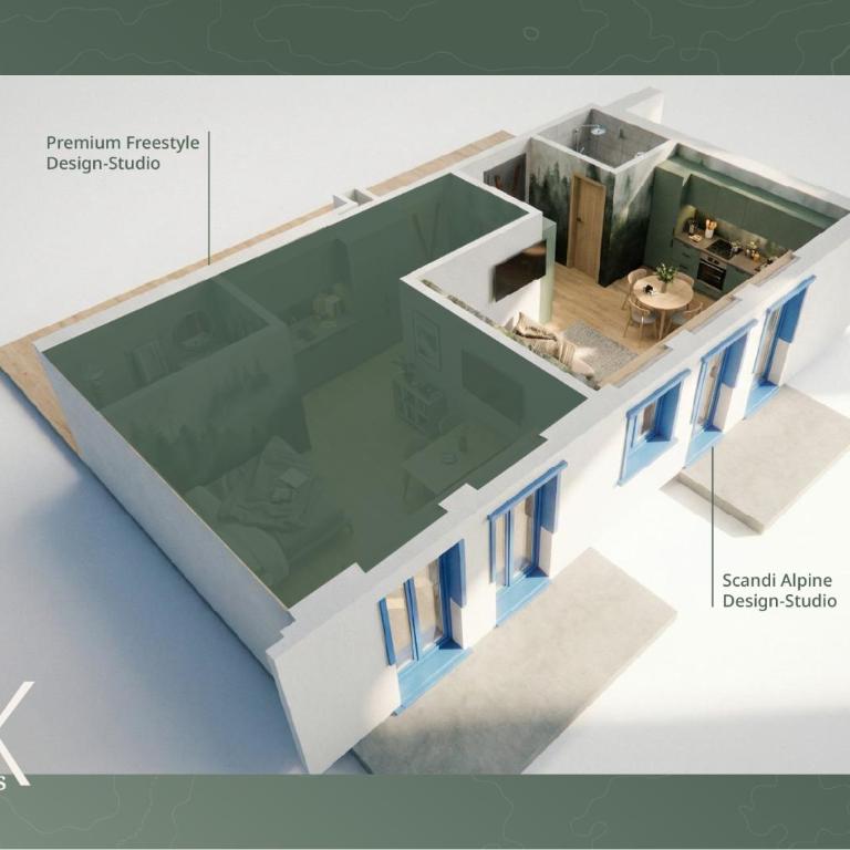 Freestyle Alpine Design-Studios - Pool, Parking & Balcony in Center Laax by BlueHills Vacations - Studio-Apartment mit Balkon - 14