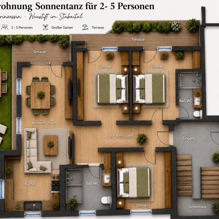 Haus Alpenprinzessin Stubai Luxury 3-Bedroom Apartments in a Prime Location - Apartment mit 3 Schlafzimmern - 48