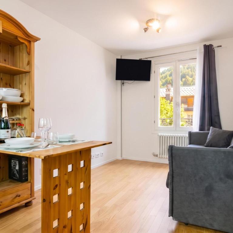 Apt Paccard305 Central Chamonix Studio, near Brevent lift for 2 - Happy Rentals - Studio mit Bergblick - 6