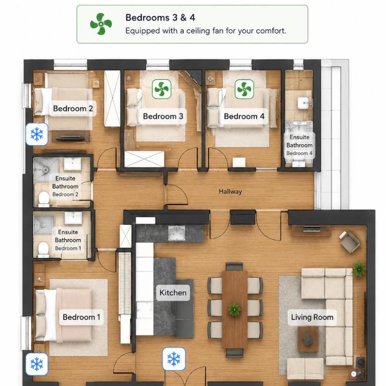 AC-Free Parking - Contemporary 4 Bedroom Villa Apartment - Apartment mit Gartenblick - 21